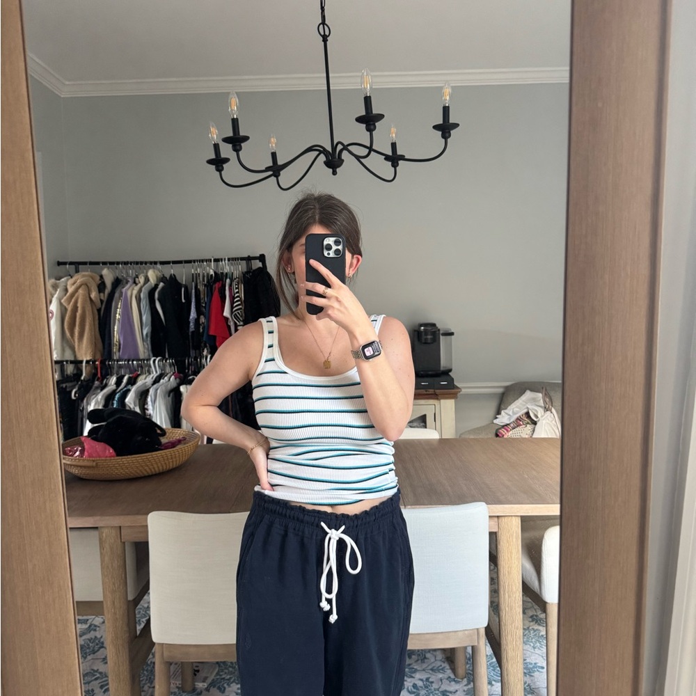 Rag & Bone Striped Tank in White and Teal